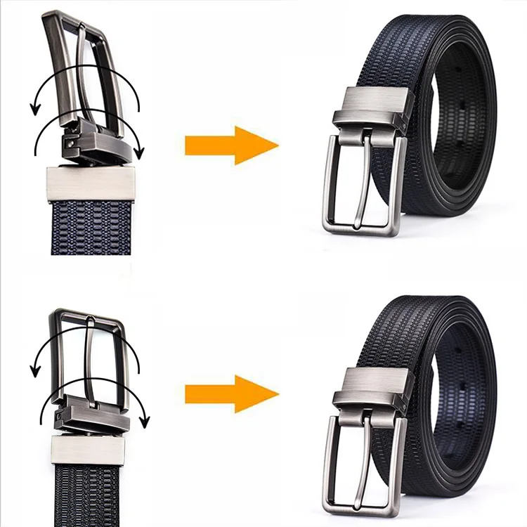 2019 Factory Customized Logo Casual Belt Top Quality Genuine leather Double Sides Rotating Pin Buckle Belts For Mens