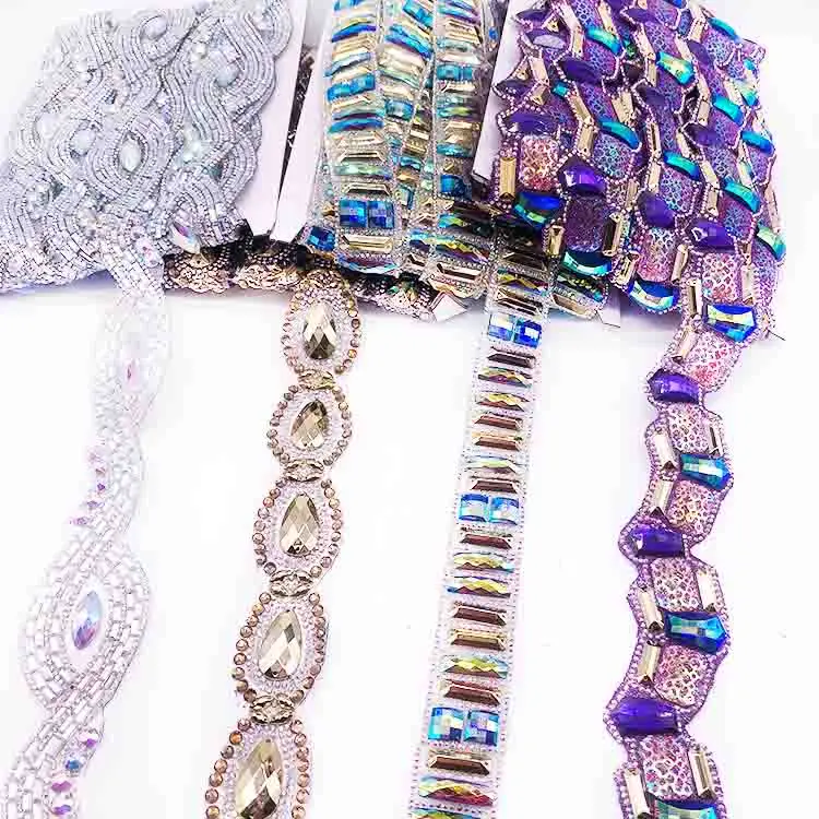 customized carnival costume manufacturer jewelry rhinestone trimmings clothing diamond chain trims