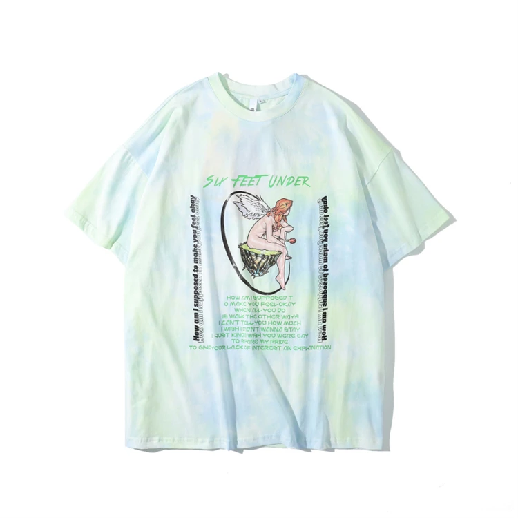 Wholesale OEM Custom loose fit graphic hip hop streetwear tye dye t-shirt de marque for men