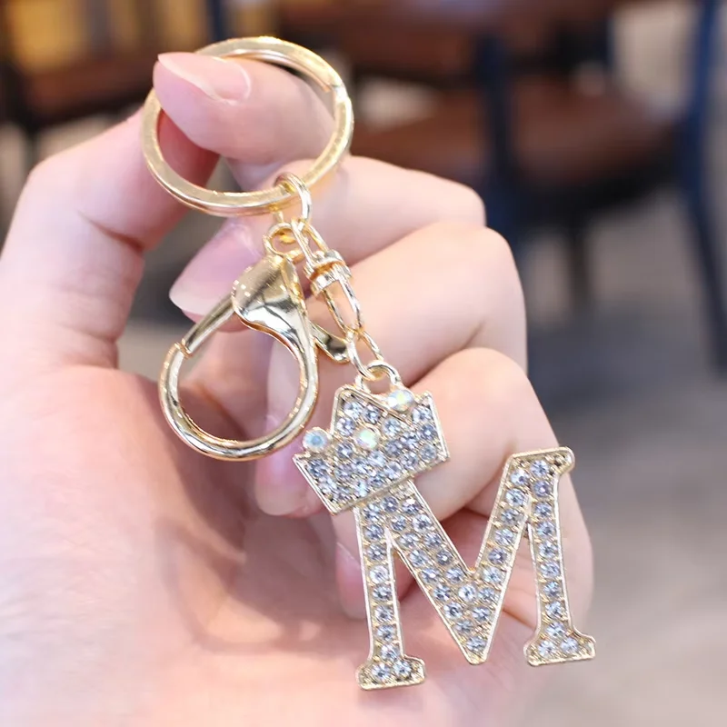 Fashionable Diamond Letter Keychain for Women Purse Bag A-Z Charms for Handbags Girls Rhinestone Alphabet Initial Key Chain