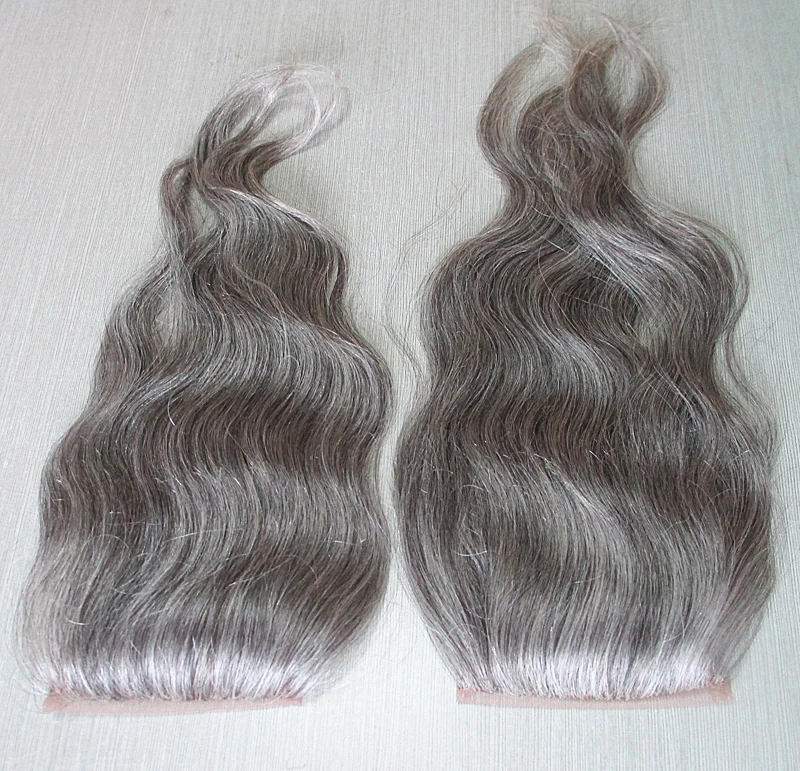 Wholesale peruvian hair weave bundles grey hair closure