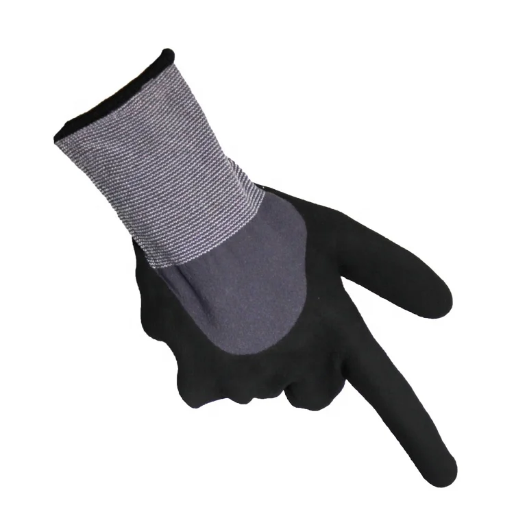 Polyester and Spandex Yarn 3/4 Coated Non-slip Latex Worker Gloves Safety Construction Reusable Gloves