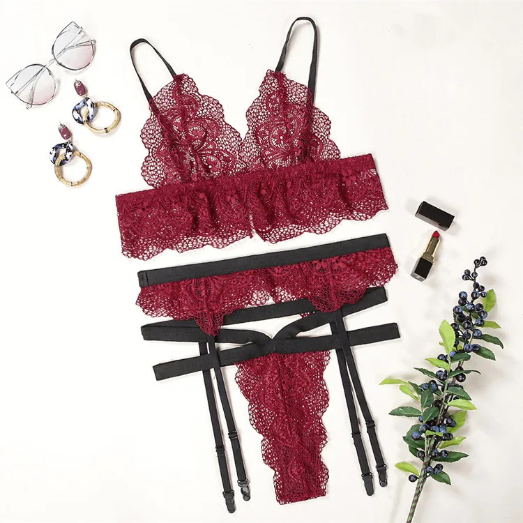 
Fashion Lingerie sets Women Sexy Lace BH bra set big size transparent bra 