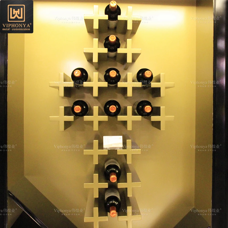 Commercial Stainless Steel Wall Mounted Wine Rack Display Storage Bar Rack Factory Custom Design Wine Rack