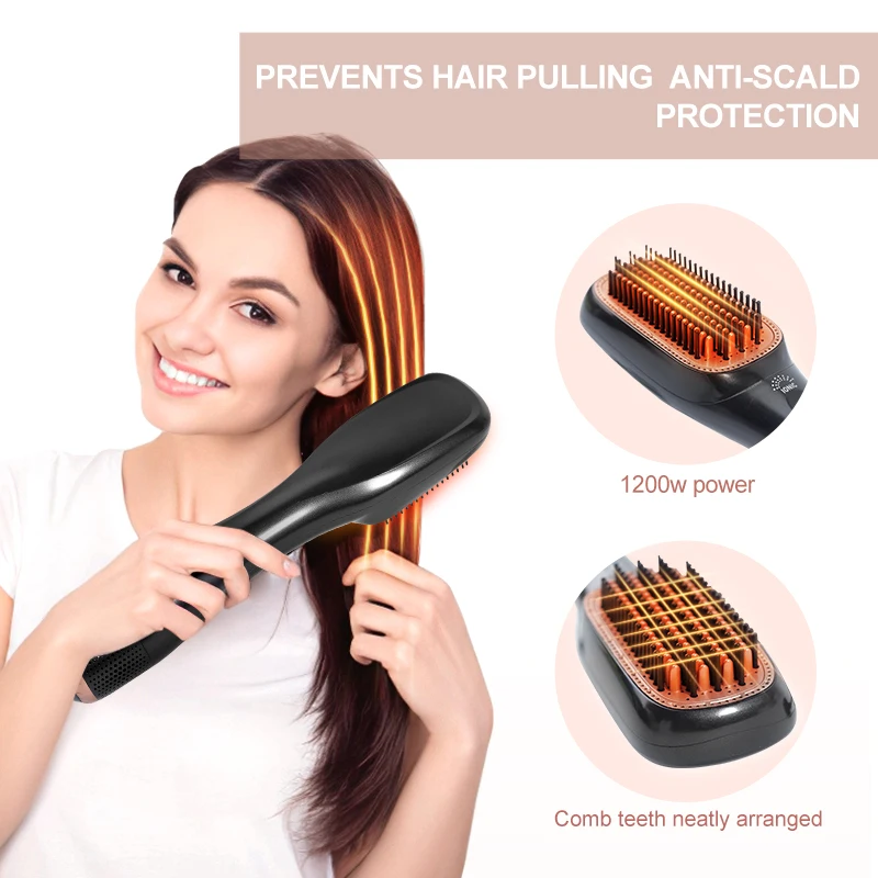 Electric Brush Hair Portable Hair Straightener Brush Hair Combs And Brushes