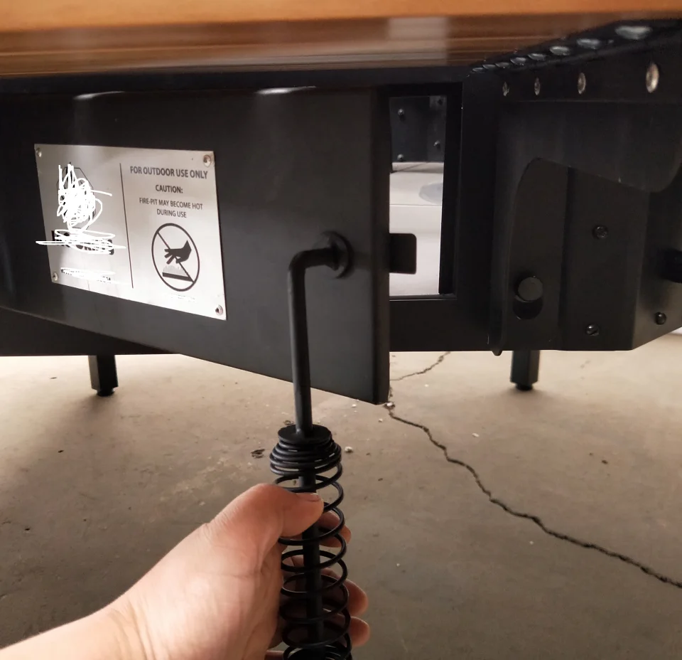 Outdoor 8 seat wooden fire pit table with BBQ grill