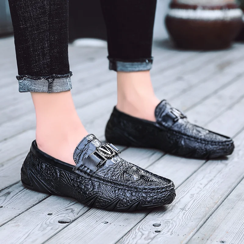 Мокасины мужские из натуральной кожи, модные повседневные лоферы, удобная обувь для вождения