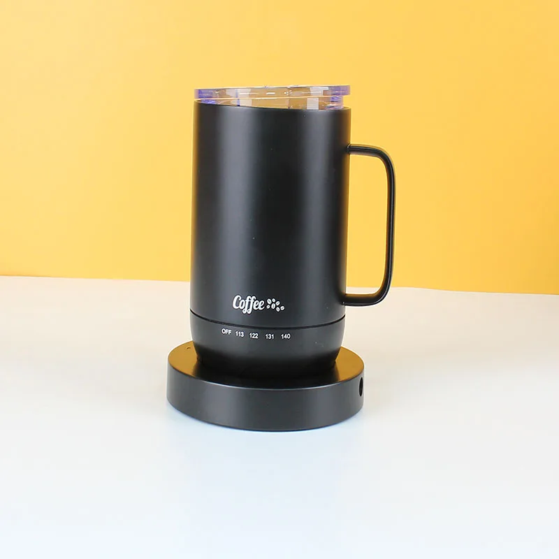 Temperature Control Smart Black Mug 4hr Battery Life 14oz Heated Coffee Mug Smart Temperature Control Ceramic Coffee Mug