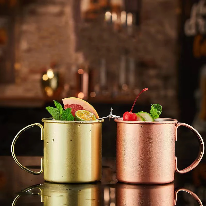 500ml Moscow Mule Copper Plated Mug Gold Beer Drinkware Easy to Use Bar Tools for Parties Coffee Shopping-Made of Steel Metal