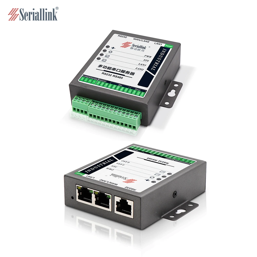 Grid Connect Industrial Serial RS232 Ethernet & RS485 Converter RS232 or RS485 serial device server