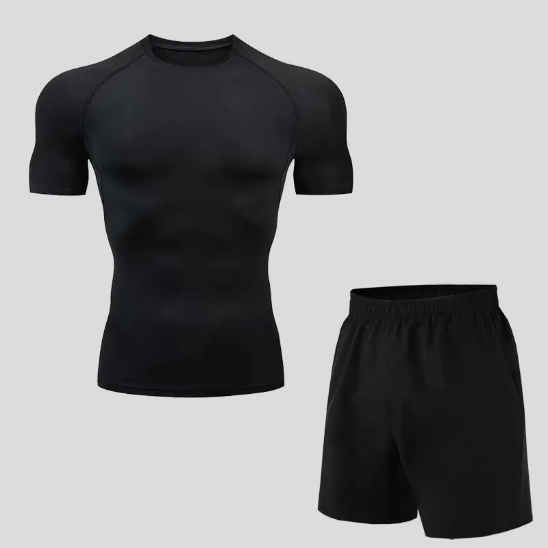 Fitness set men spring and autumn quick dry clothes sports running clothes training tights basketball equipment morning running