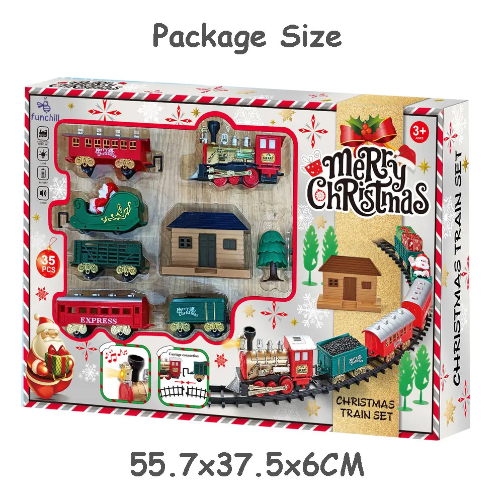 Bettery Operate Railway Slot Toy Adjustable Electric Train Merry Christmas Gifts Santa Claus Classic Train Set