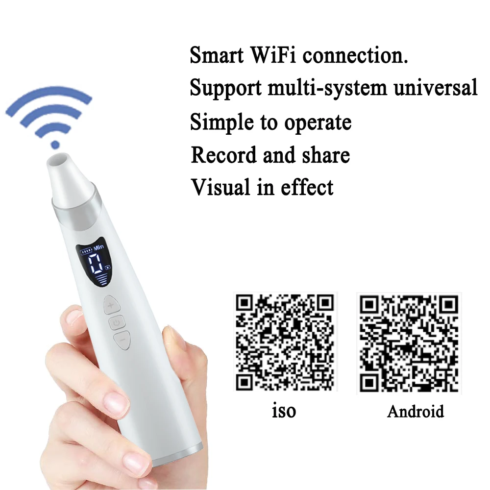 Best selling rechargeable OEM blackhead suction device wifl vision blackhead vacuum suction pore cleaner