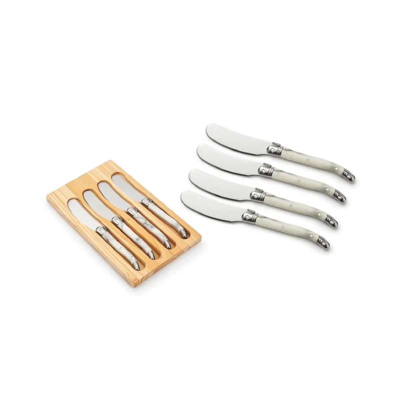 
High Quality small size custom color stainless Steel 4pcs butter knife with wooden case 
