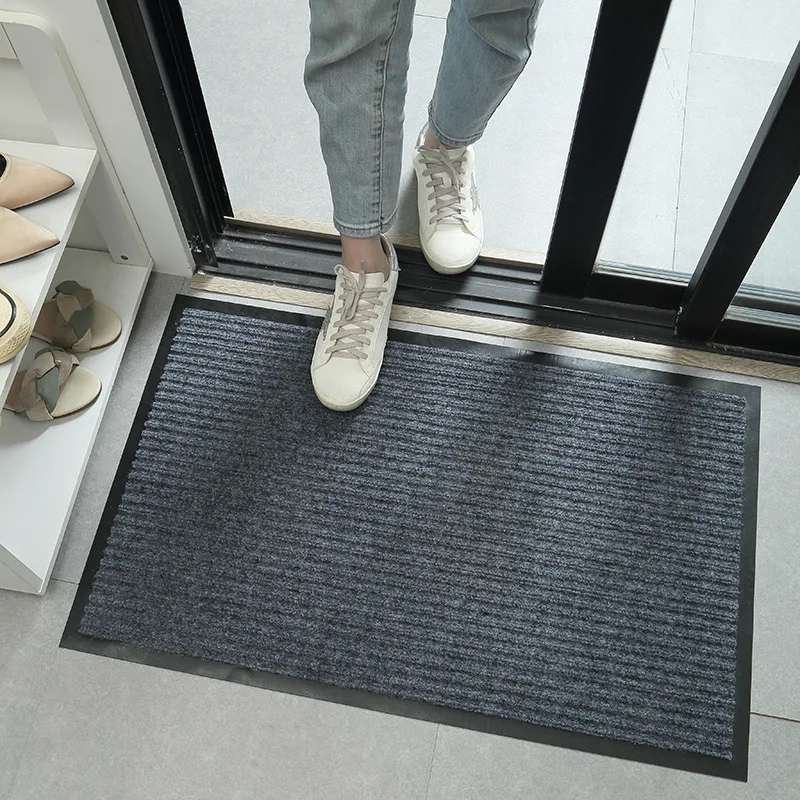 Modern Designed Kitchen Bathroom water absorption dust resistant PVC backing Polyester stripe carpet mat Door mat