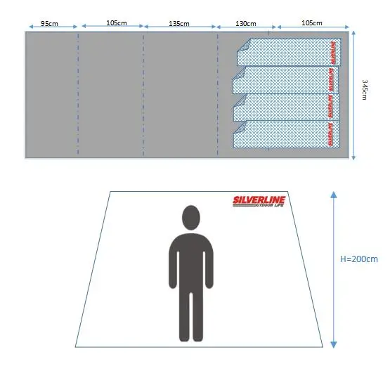 Silverline  Inflatable tent for 4 person tent bedroom with black coating