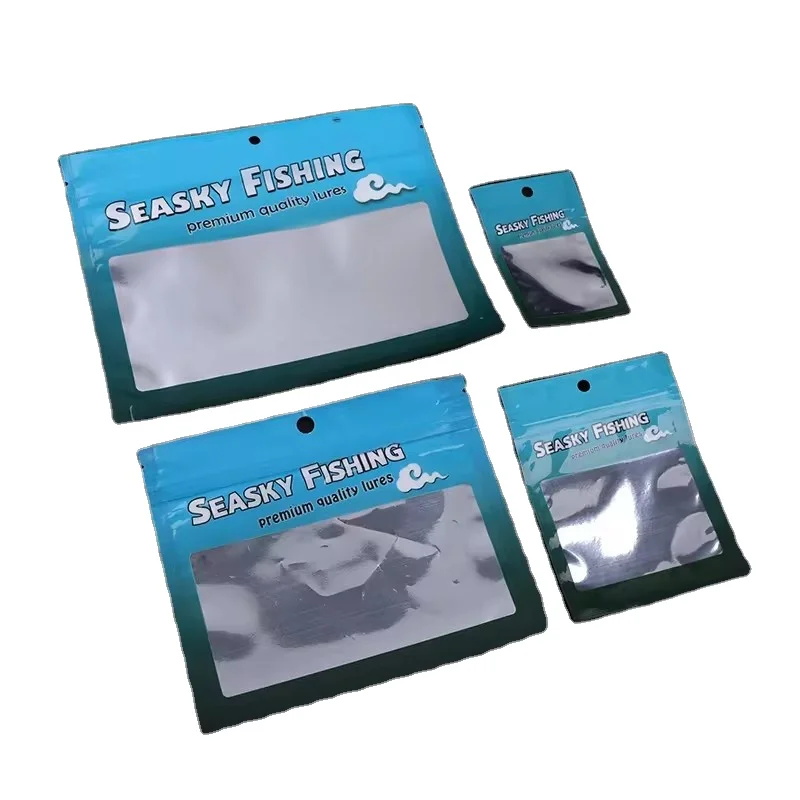 Fishing Lure Bag Custom Window Zipper Printing Plastic Bag For Slow Pitch Jigging Lure Fishing Hook Jig Bait Lure