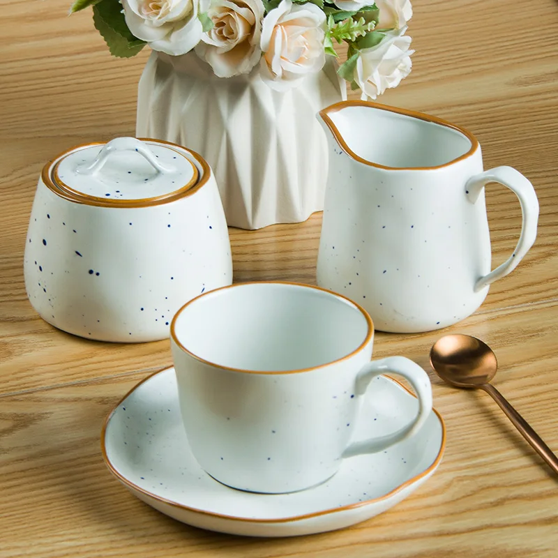 10 oz Milk Sauces Cream Jug and 9 oz Salt Spices Sugar Holder Container Jar with Lid, Ceramic Cream Pitcher and Sugar Bowl Set