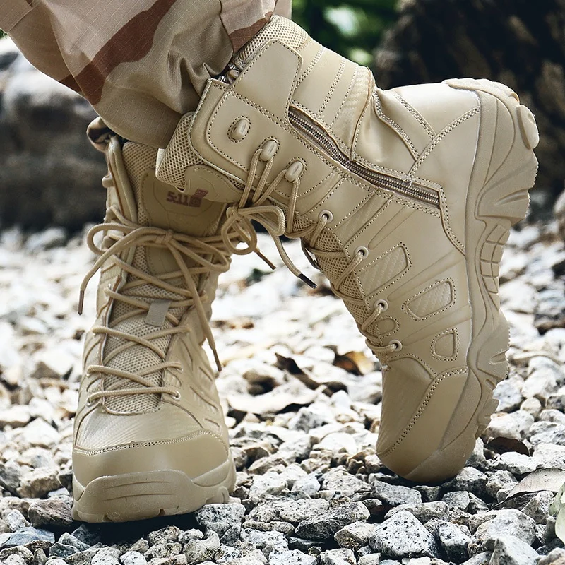 
Mens High Top Army Desert Hiking Tactical Military Boots Outdoor Combat Safty Toe Shoes 