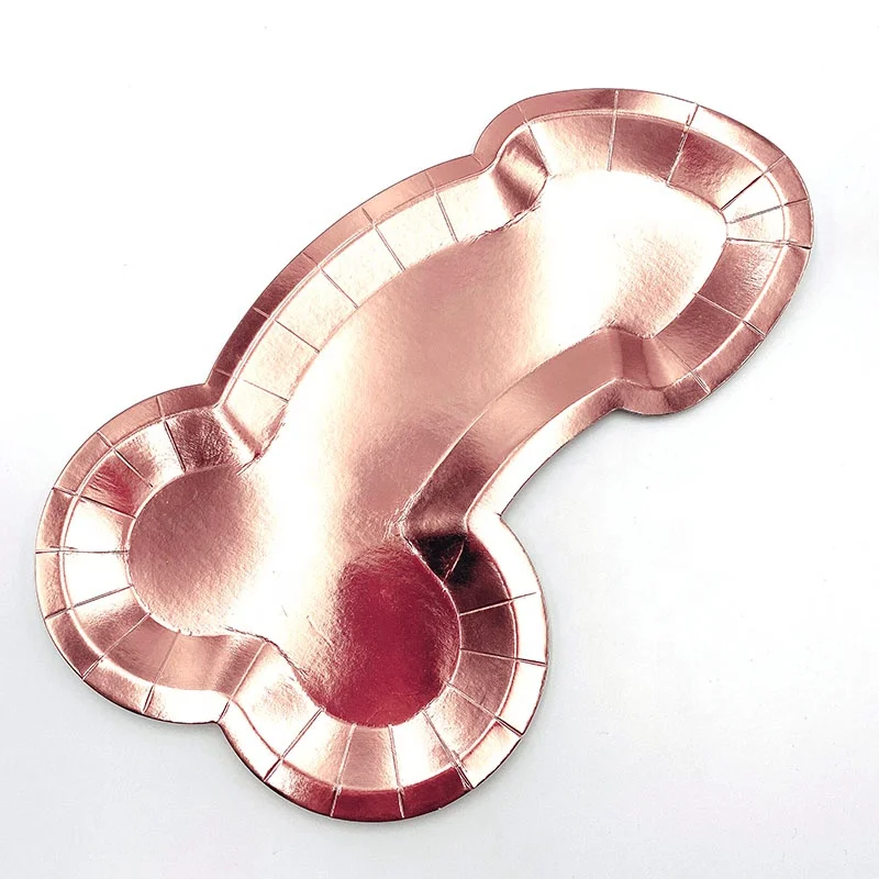 Manufacturer Any shaped and custom printing rose gold party tableware set paper plates for birthday bridal shower hen party