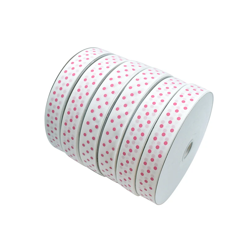 Manufacturers Wholesale Custom 2.5cm Grosgrain Ribbon Printing Polka Dot Packaging Ribbon
