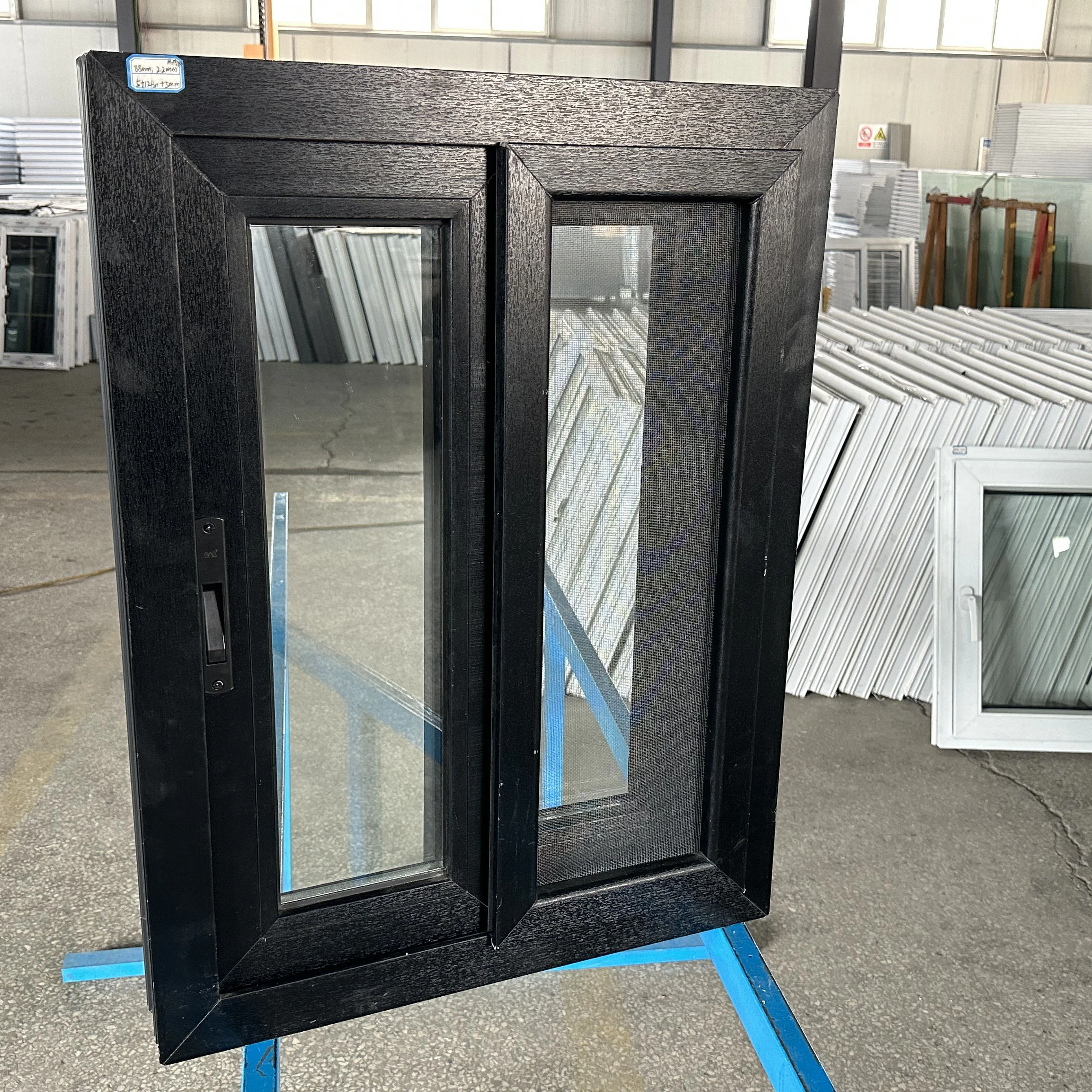 Soundproof Vertical Accordion Florida miami hurricane approved windows black UPVC sliding window