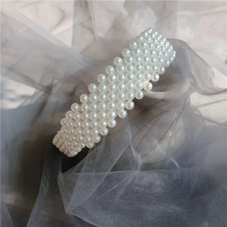 Sweet vintage simple ladies pearl handmade beaded headband