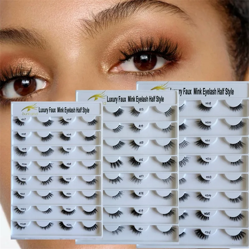Sunland Wholesale Custom Own Brand 3D Silk 5D Super Fluffy Faux Mink Lashes Synthetic 3D Silk Fiber Eyelashes Faux Mink Eyelash