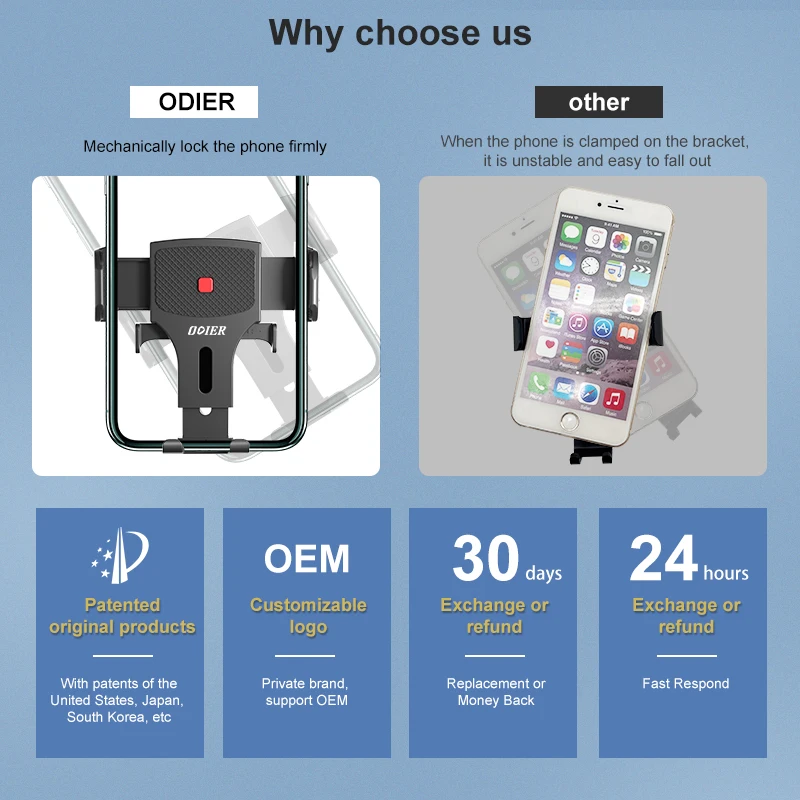 2022 Upgraded Car vent Phone Mount with Hook Clips Mobile Phone Holder quick lock and release switch Car Phone Stand