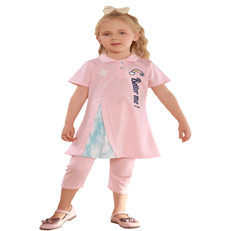 Foreign trade hot sale Jinhai factory wholesale summer stitching cute children girls short sleeve dress