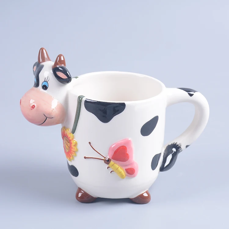 High Quality 500ml Cow Ceramic Mug Lovely Wholesale Eco-Friendly Drinkware Thermal Insulation Customizable Tea Giveaways