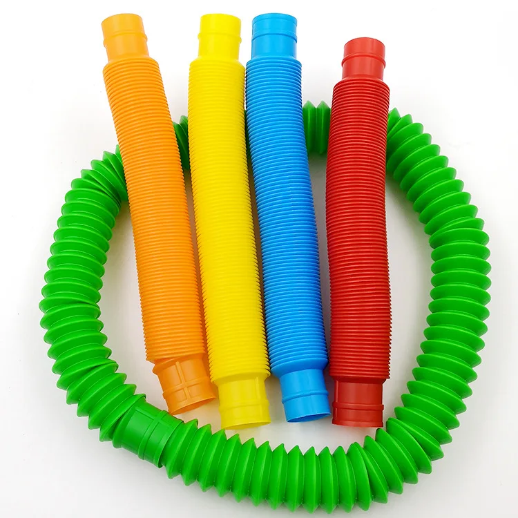  Kids Plastic Stretch Toy Fidgets Pipe Autism Sensory Tubes Adult Colorful Stress Relief Fidget