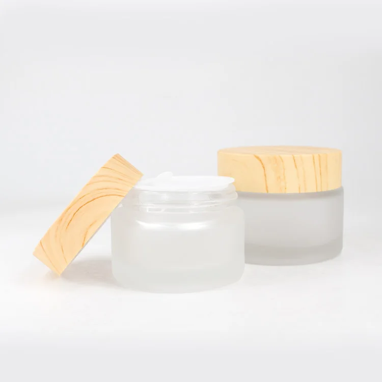 5 г 10 г 15 г 30 г 50 г пустая матовая стеклянная банка для крема для лица с пластиковой крышкой под дерево