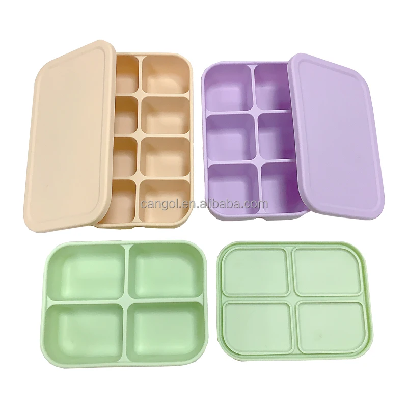 Silicone Snack Box Containers for Kids Reusable Snack Food Storage Container Divided Meal Containers for School Work Travel