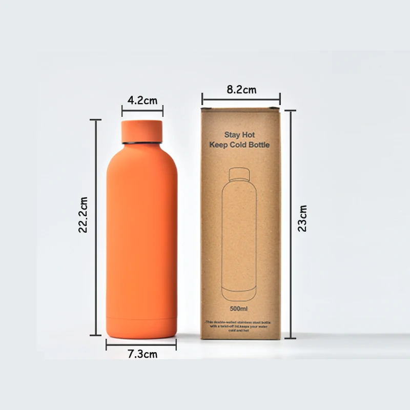 custom logo Sport Double Wall Vacuum Cup Small Mouth Insulated Thermos Flask Portable Metal Stainless Steel Thermal Water Bottle