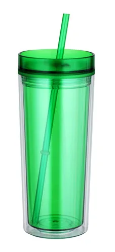 Wholesale 16oz Skinny Tumbler Double Wall Plastic Water Bottle Sublimation for Juice Reusable with Straw