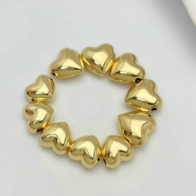 Hot Sell Heart Shape Gold Plated Beads Finding for Jewelry Making Accessories DIY Wholesale Price