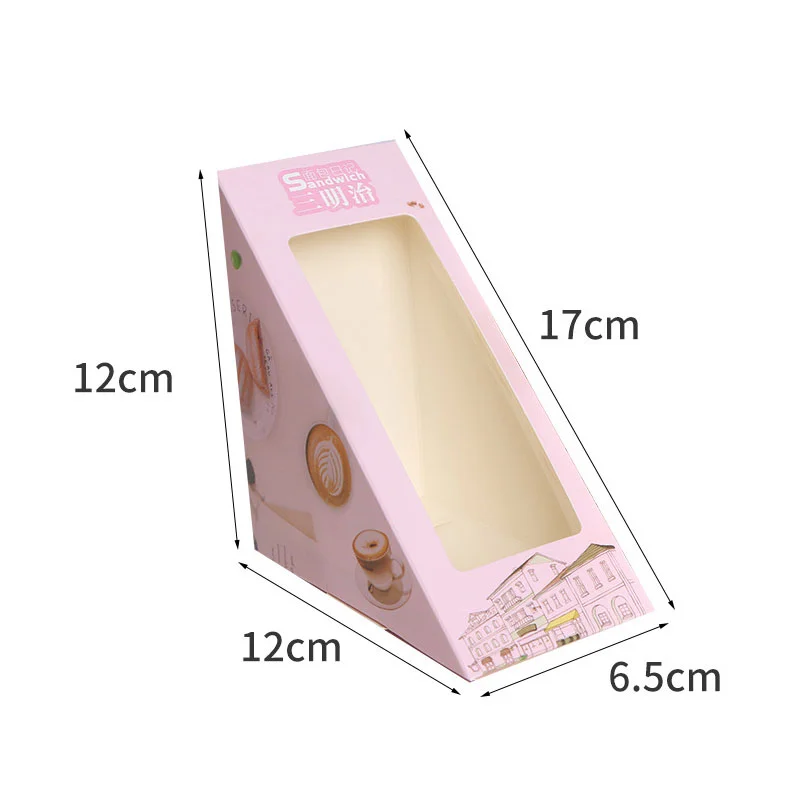 Food Grade Kraft Paper Colorful Triangle Pizza Slice Box With The Window