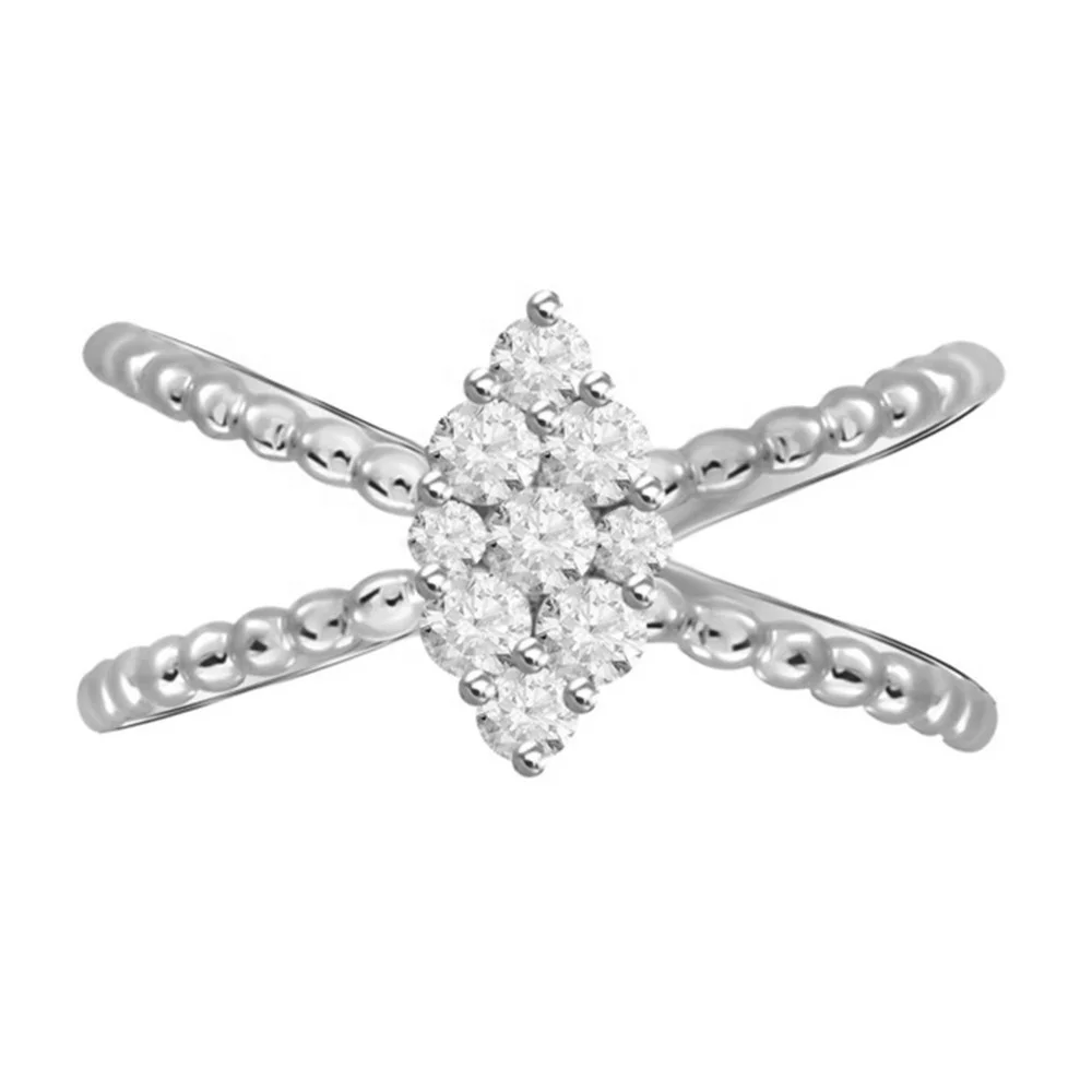 
2019 New Fashion 18k Gold Plated Solid 925 Sterling Silver Jewelry CZ Diamond Micro Pave High Polish Infinity Double C Ring 