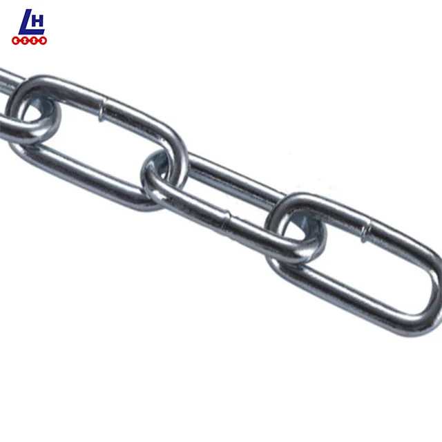 3mm~19mm Galvanized Q235 Q195 Welded Steel Link Chain Long Link Chain  Korean Standard Link Chain For Hanging Pet And Swing