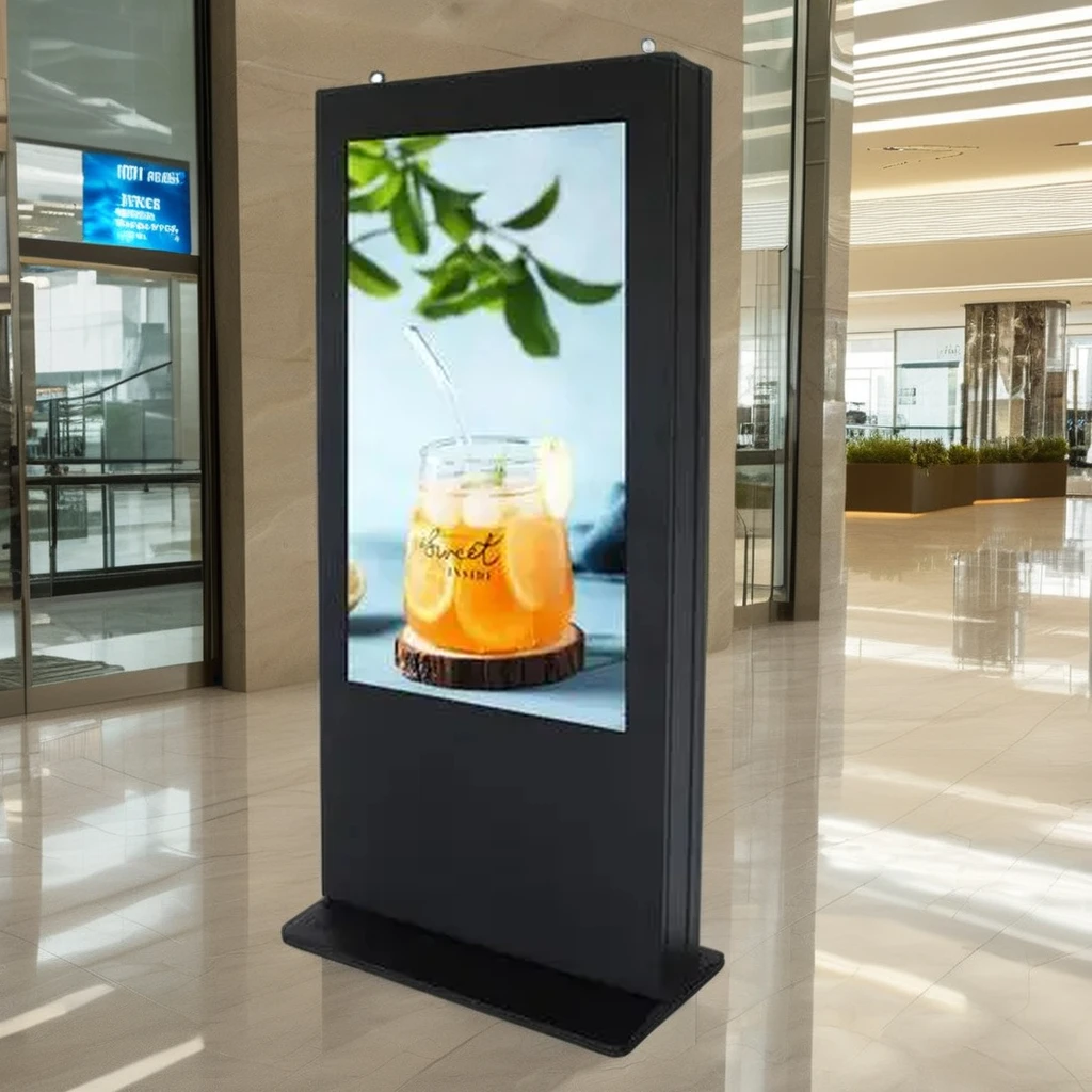 65-Inch Outdoor Waterproof Floor Standing LCD Digital Signage Display Advertising Screen Player for Video Media Retail Store Car