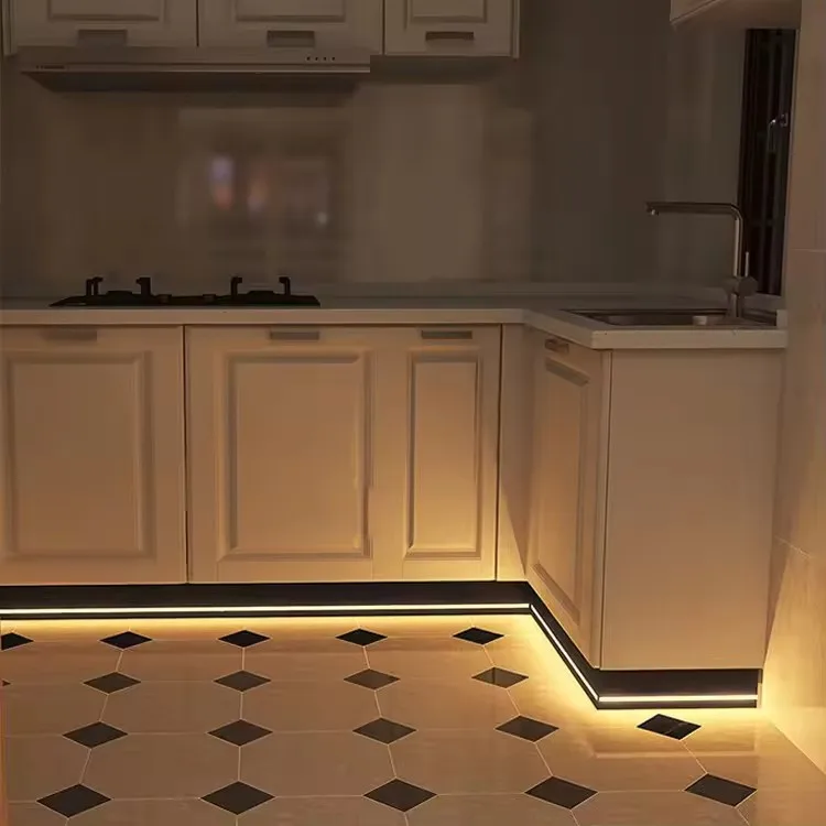 Drywall 80mm LED Aluminum Skirting Light Profile Wall Skirting Board Baseboard Floor Accessories Kitchen Angled Led Profile