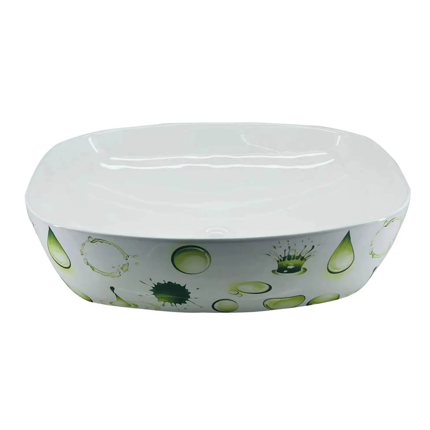 Rectangular Shape Luxury Pattern Design Solid Smooth Surface Table Top Lavabo Bathroom Countertop Ceramic Wash Basin Art Sinks