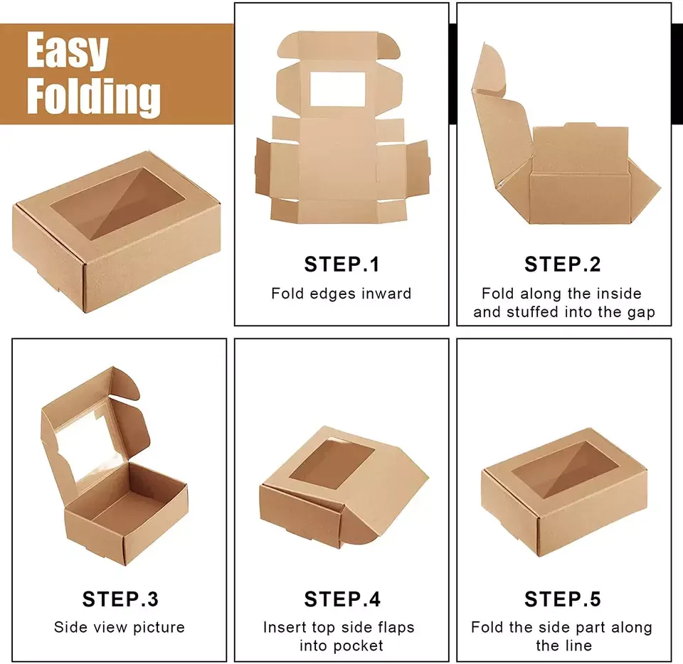 Cardboard Box Christmas Cookie Cupcake Pastry Shoe Box Doll Kraft Paper Bakery Gift Window Boxes Packaging With Clear Pvc Window