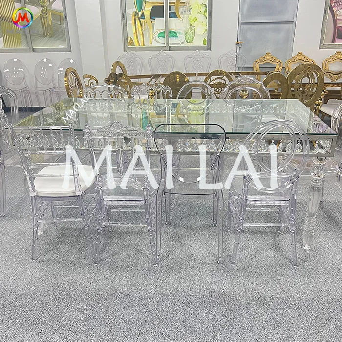 New Clear Table For Wedding Excellent Design Crystal Dining Table Elegant Banquet Furniture