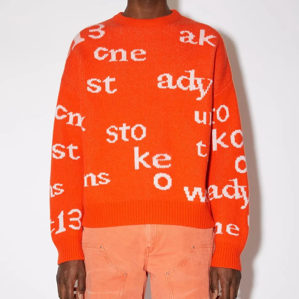 Kingsun men thick cotton letter man women fashion couple sweater custom letter knitwear red pullover jacquard customize knitwear