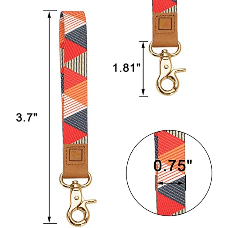 Custom Sublimation Wallet Phone Key Card Holder Short Wrist Keychain Strap Custom Leather Key Lanyard Short Lanyard