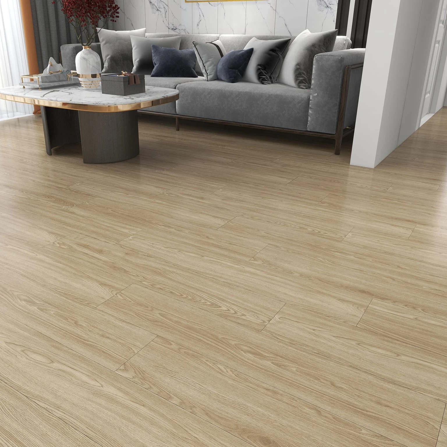 TAP & GO laminate flooring waterproof 12mm scratchproof ac5 white oak parquet laminate wood flooring