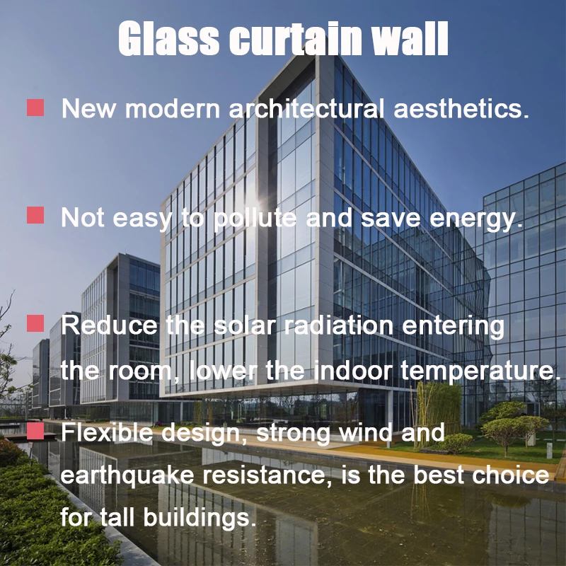 High Quality Soundproof Frameless Glass Curtain Wall System Modern Skyscraper Facade Curtain Wall Decoration