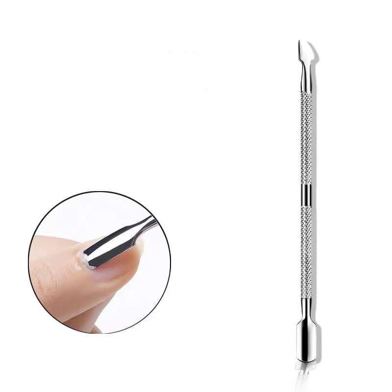 Professional Double Ended Metal Stainless Steel Cuticle Pusher Cutter Manicure Pedicure